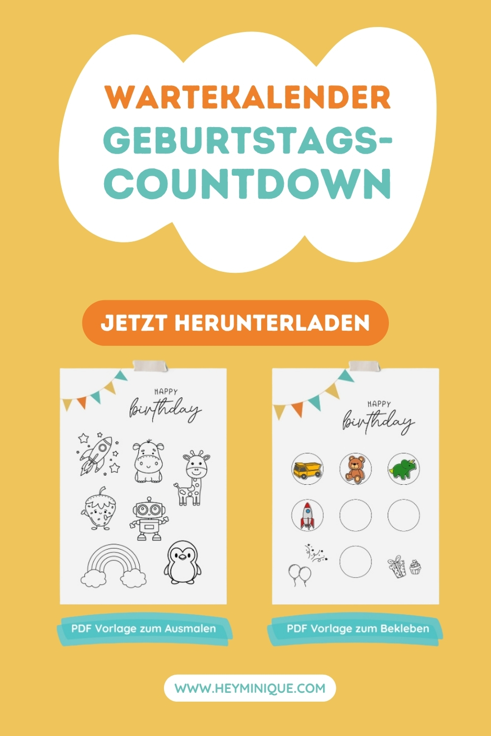 Geburtstagscountdown - Wartekalender Vorlage zum Ausdrucken