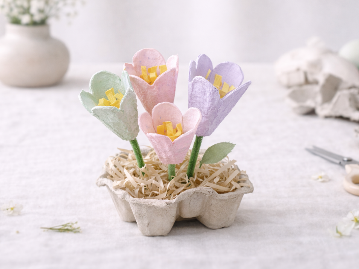 Blumen aus Eierkarton - 20 Osterbastelideen f&uuml;r Kinder