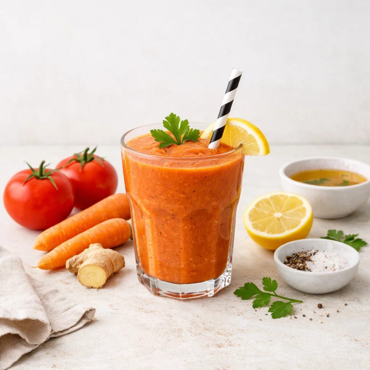 Schnelle Rezepte Schwangerschaft - Herzhafter Gem&uuml;sesmoothie mit Tomate und Paprika