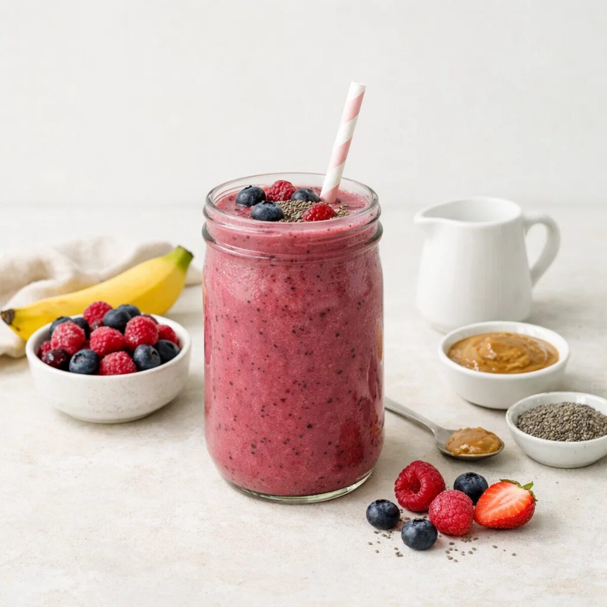 Schnelle Rezepte Schwangerschaft - Fruchtiger Energie-Smoothie mit Beeren