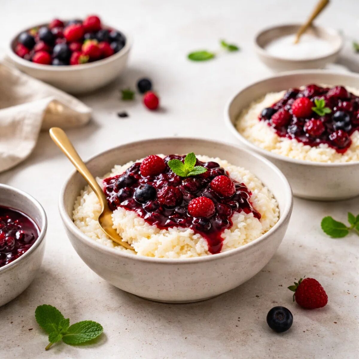Schnelle Rezepte Schwangerschaft - Warmer Milchreis mit Beerenkompott