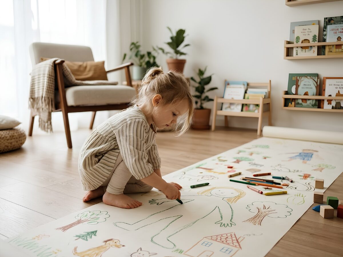 7 Spiele, die Kinder lange alleine besch&auml;ftigen - Malen auf Riesenpapier