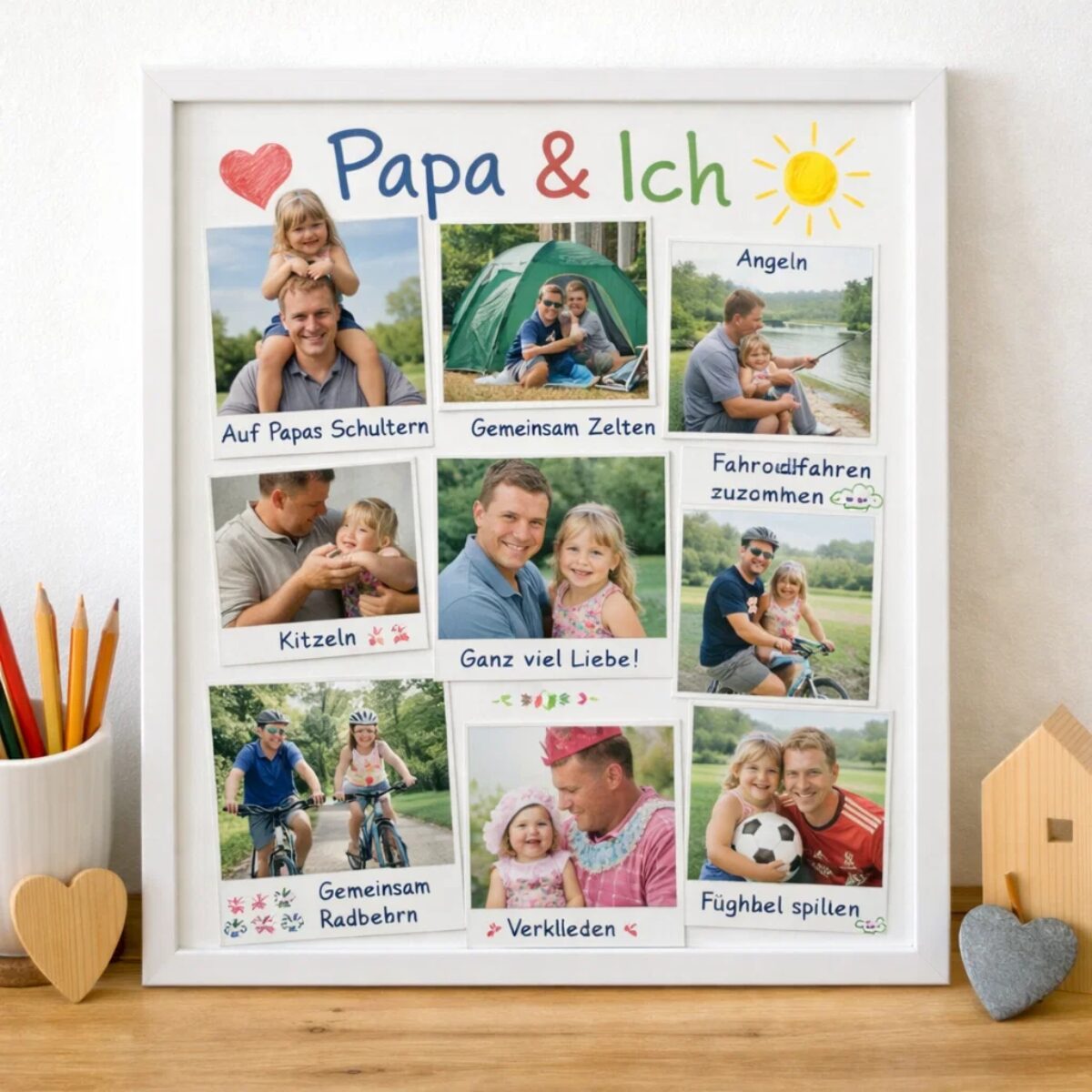 Vatertag Basteln mit Kindern Idee 12: Fotobuch oder Fotocollage „Papa und ich" Vatertag Basteln mit Kindern Idee 12: Fotobuch oder Fotocollage „Papa und ich"