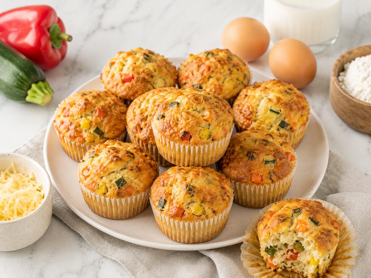 Herzhafte Muffins mit Gem&uuml;se - gesunde Brotdose n Ideen f&uuml;r Kinder