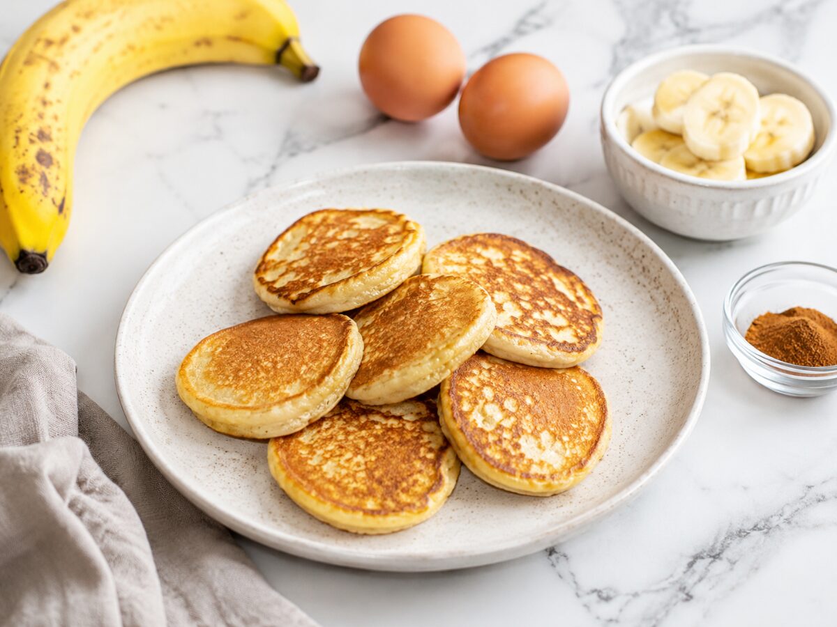 Mini-Pancakes aus Banane und Ei - gesunde Brotdose n Ideen f&uuml;r Kinder