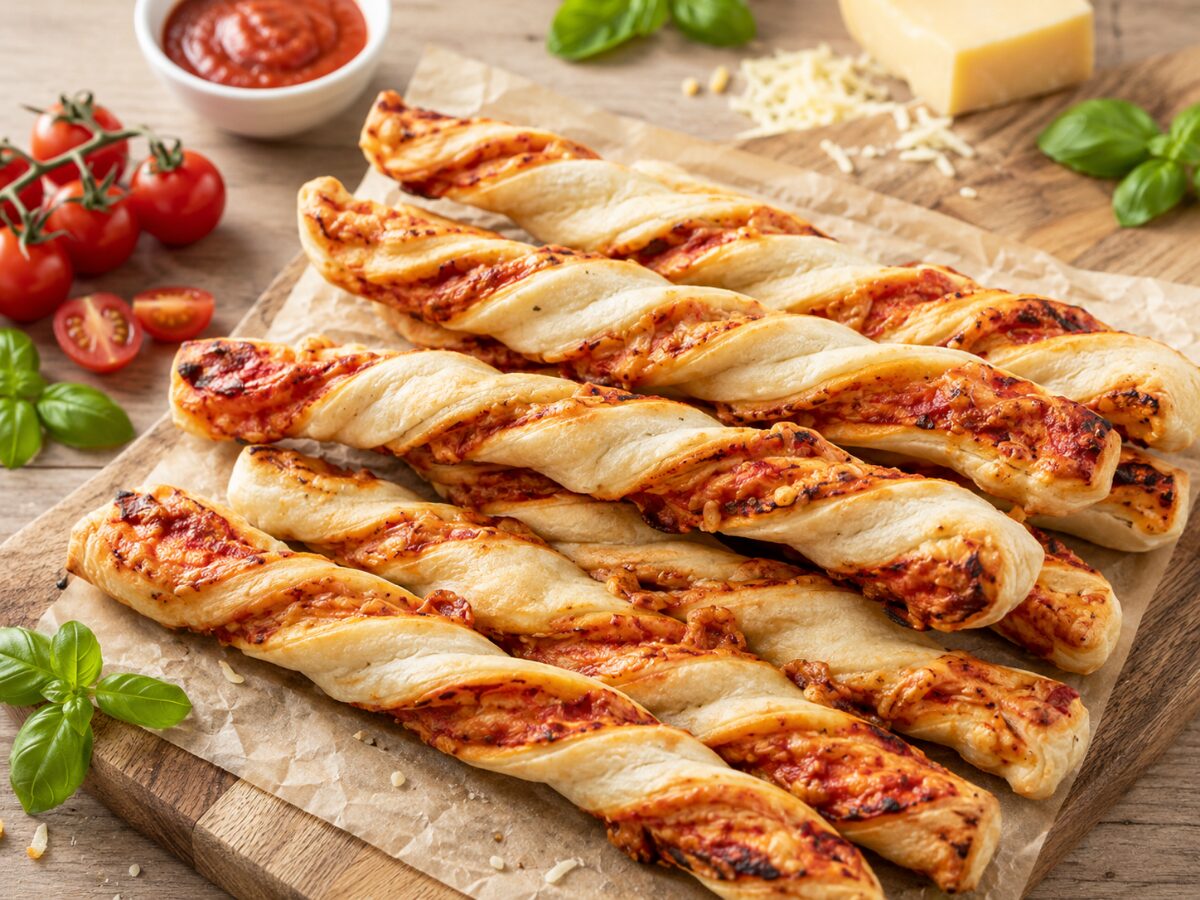 Pizzastangen aus Vollkornteig - gesunde Brotdose n Ideen f&uuml;r Kinder