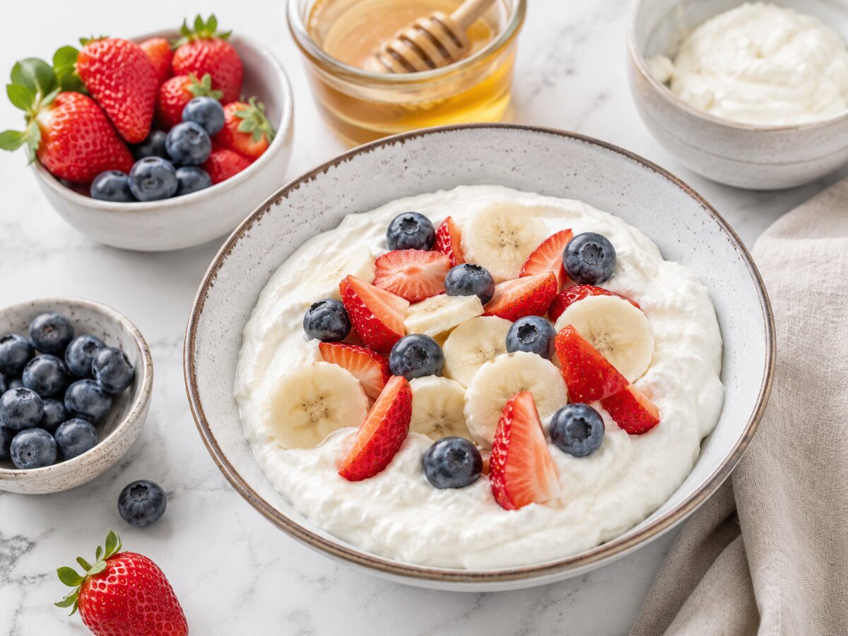 Quarkcreme mit Fr&uuml;chten - gesunde Brotdose n Ideen f&uuml;r Kinder